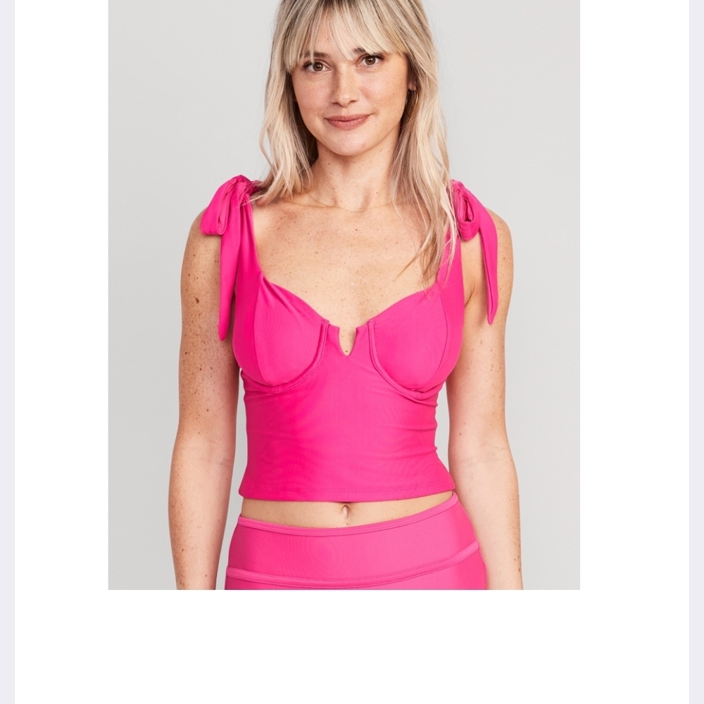 Tie-Shoulder Underwire Tankini Swim Top